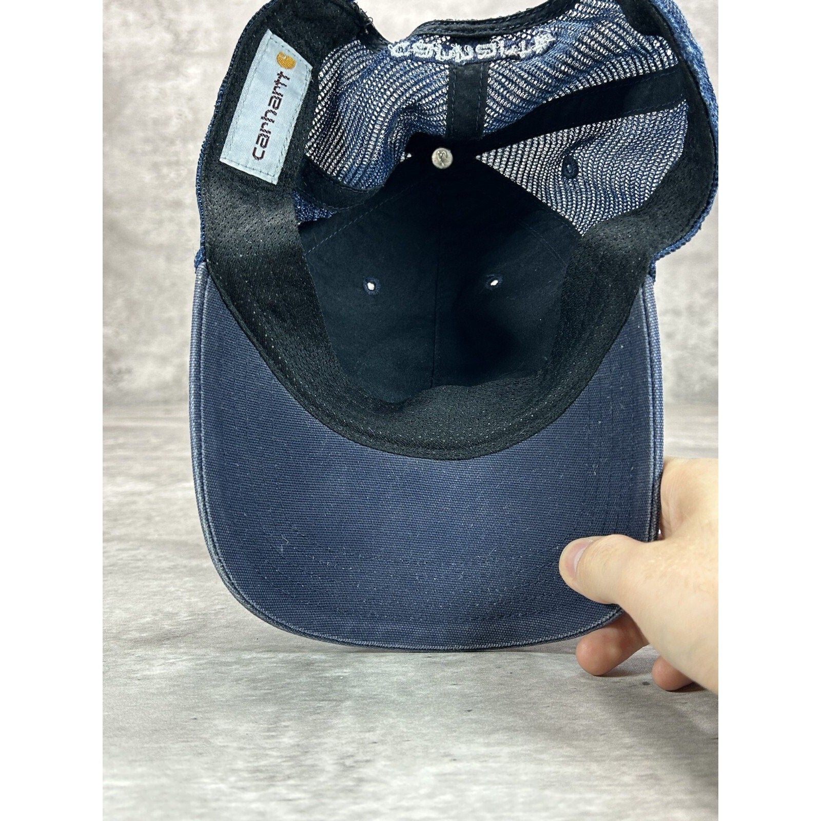 Carhartt Workwear Embroidered Patch Trucker Snapback Hat OSFA Navy Blue
