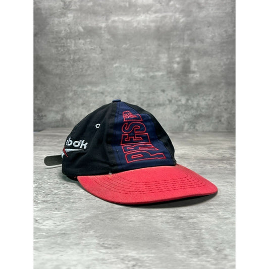 Vintage 90s Reebok Pre Season Embroidered Spellout Logo Strapback Hat OSFA