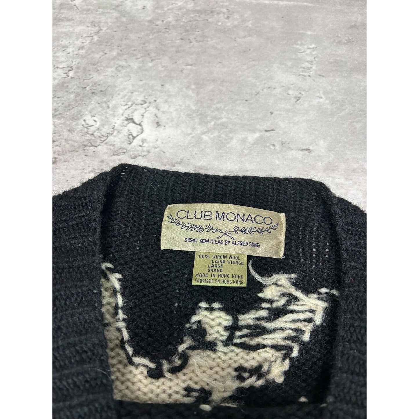 Vintage 90s Club Monaco 100% Virgin Wool Pullover Knit Sweater Size Large