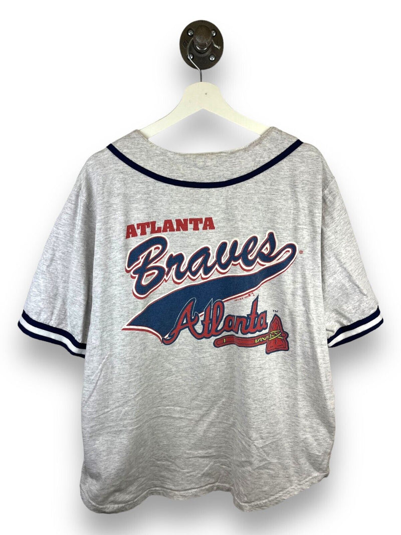 Vintage 1992 Atlanta Braves Graphic MLB Baseball Jersey Size Large Gray 90s