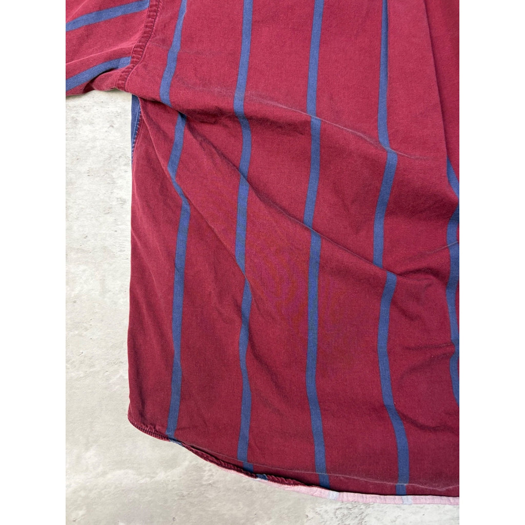 Vintage Tommy Hilfiger Embroidered Crest Striped Button Up Shirt Size Large