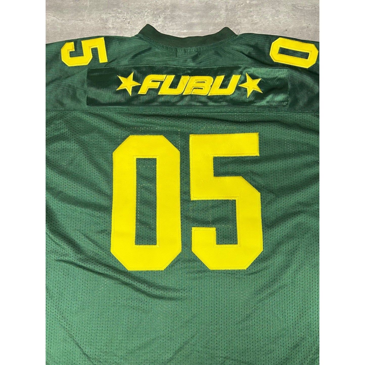 Vintage Y2K Fubu #05 Stitched Football Jersey Size XL Green/Yellow
