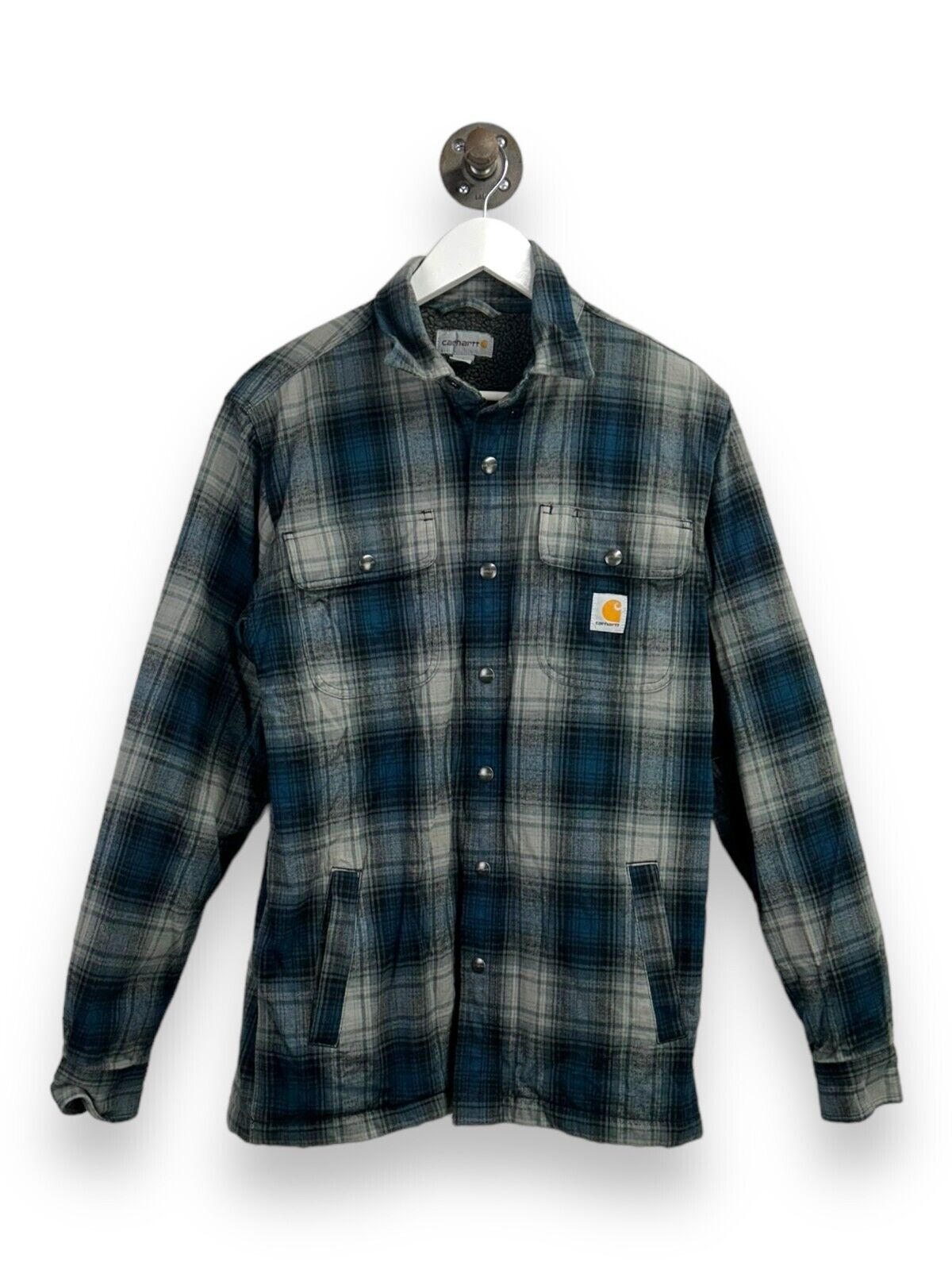 Carhartt Sherpa Lined Plaid 4 Pocket Button Up Jacket Size Small