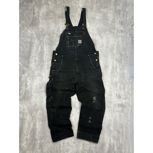 Vintage Carhartt Canvas Workwear Black Carpenter Overalls Size 40