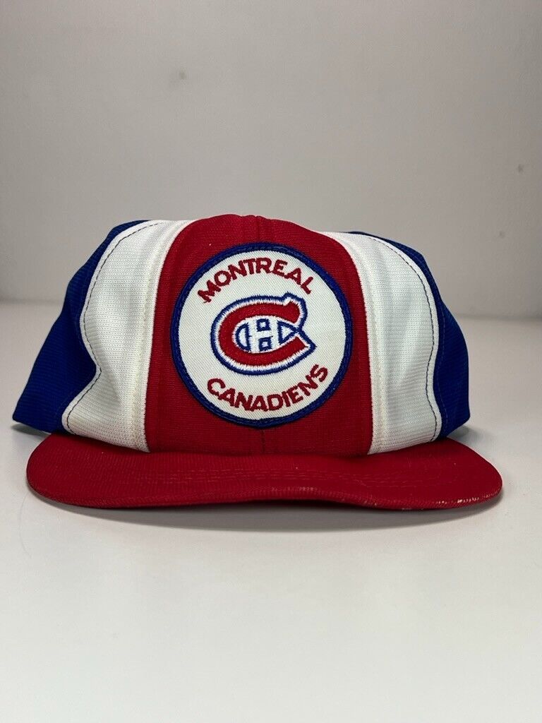 Vintage 80s Montreal Canadiens NHL Embroidered Patch Logo Snapback Hat OSFA