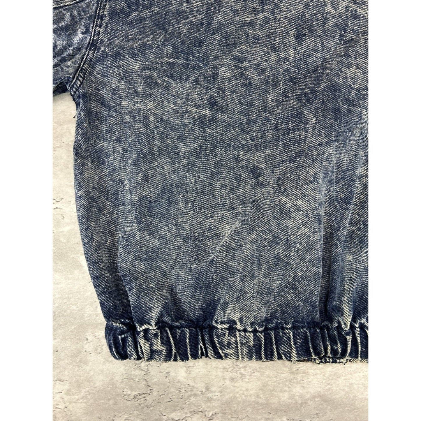 Vintage 90s Copter Acid Wash Full Zip Denim Bomber Jacket Size Medium Blue