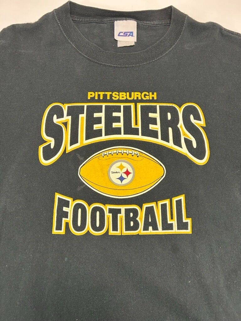 Vintage 90s Pittsburgh Steelers NFL Football Graphic Spellout T-Shirt Size 2XL