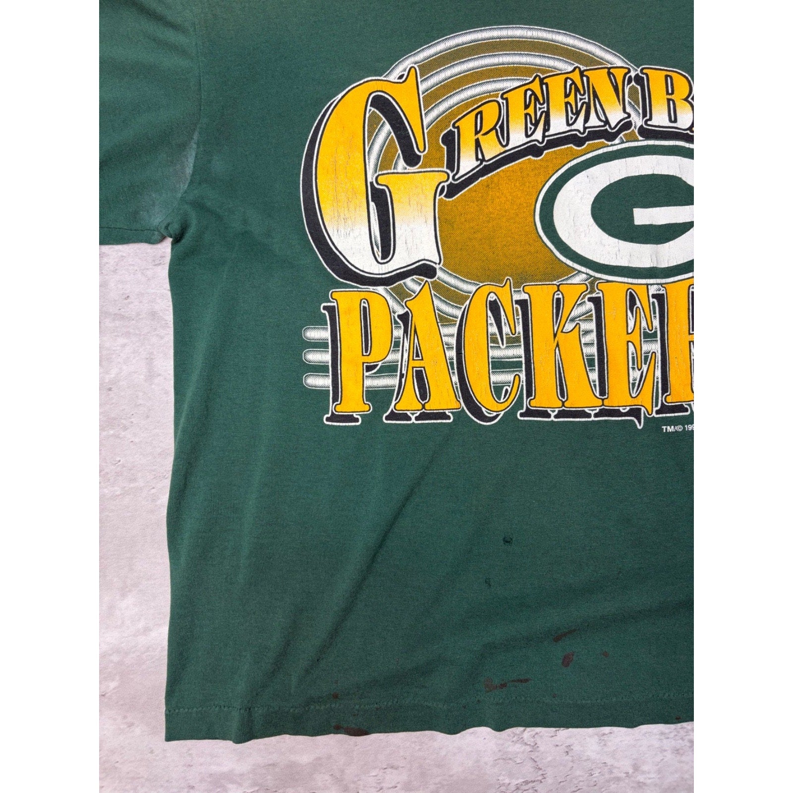 Vintage 1994 Green Bay Packers NFL Spellout Graphic Football T-Shirt Size Large
