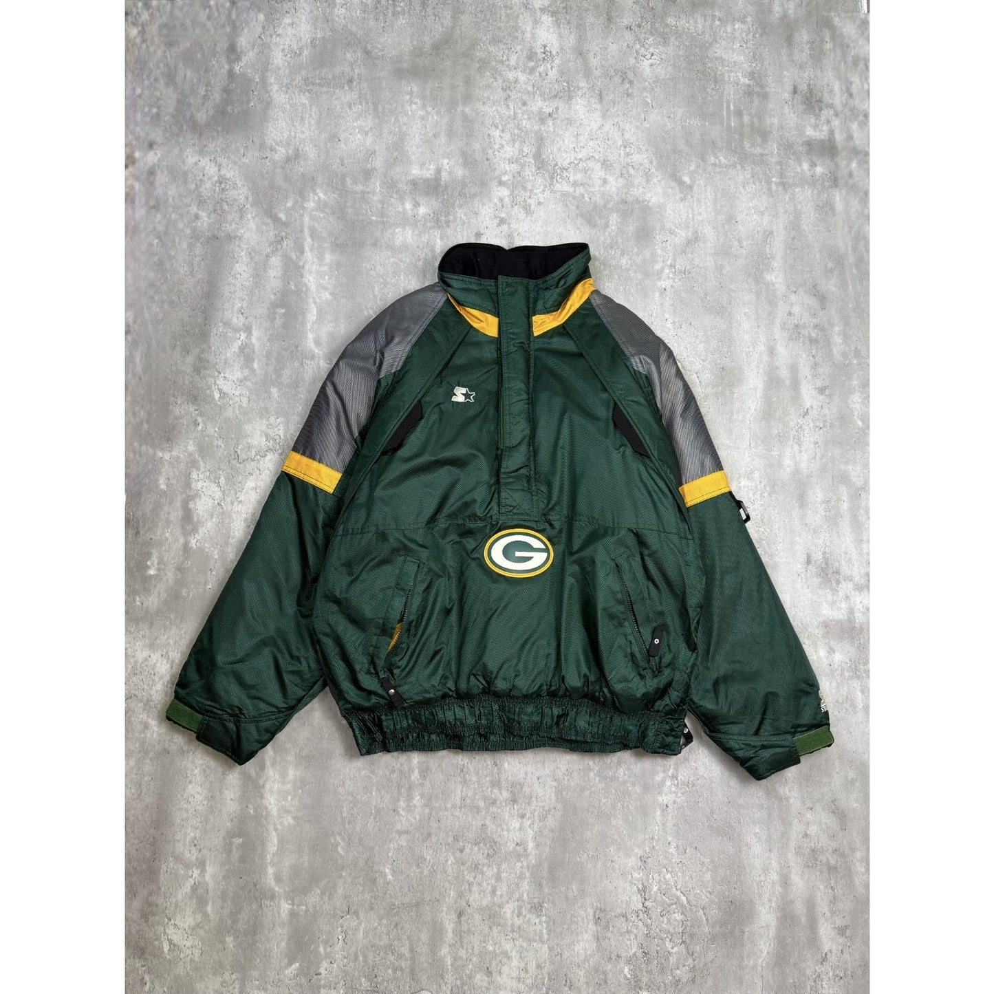 Vintage 90s Green Bay Packers NFL 1/2 Zip Insulated Starter Jacket Size Large