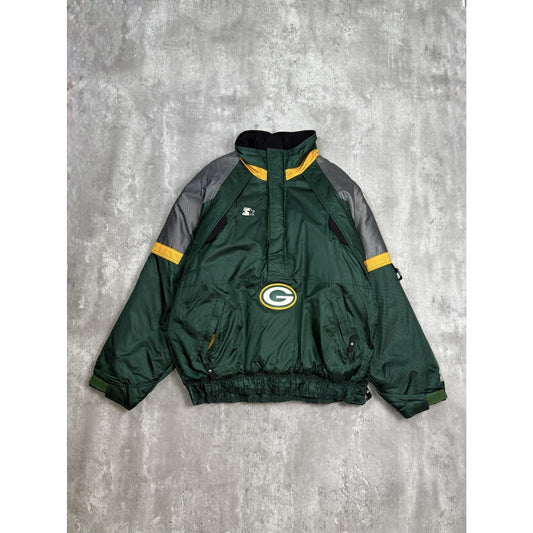 Vintage 90s Green Bay Packers NFL 1/2 Zip Insulated Starter Jacket Size Large