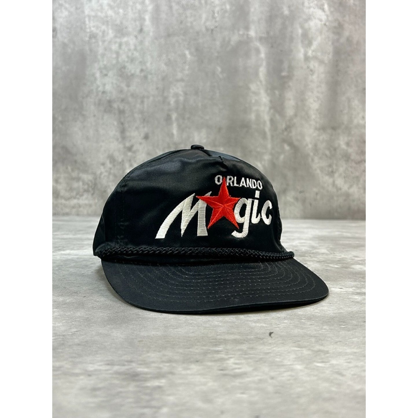 Vintage 90s Orlando Magic Embroidered Script Spellout Strapback Hat OSFA