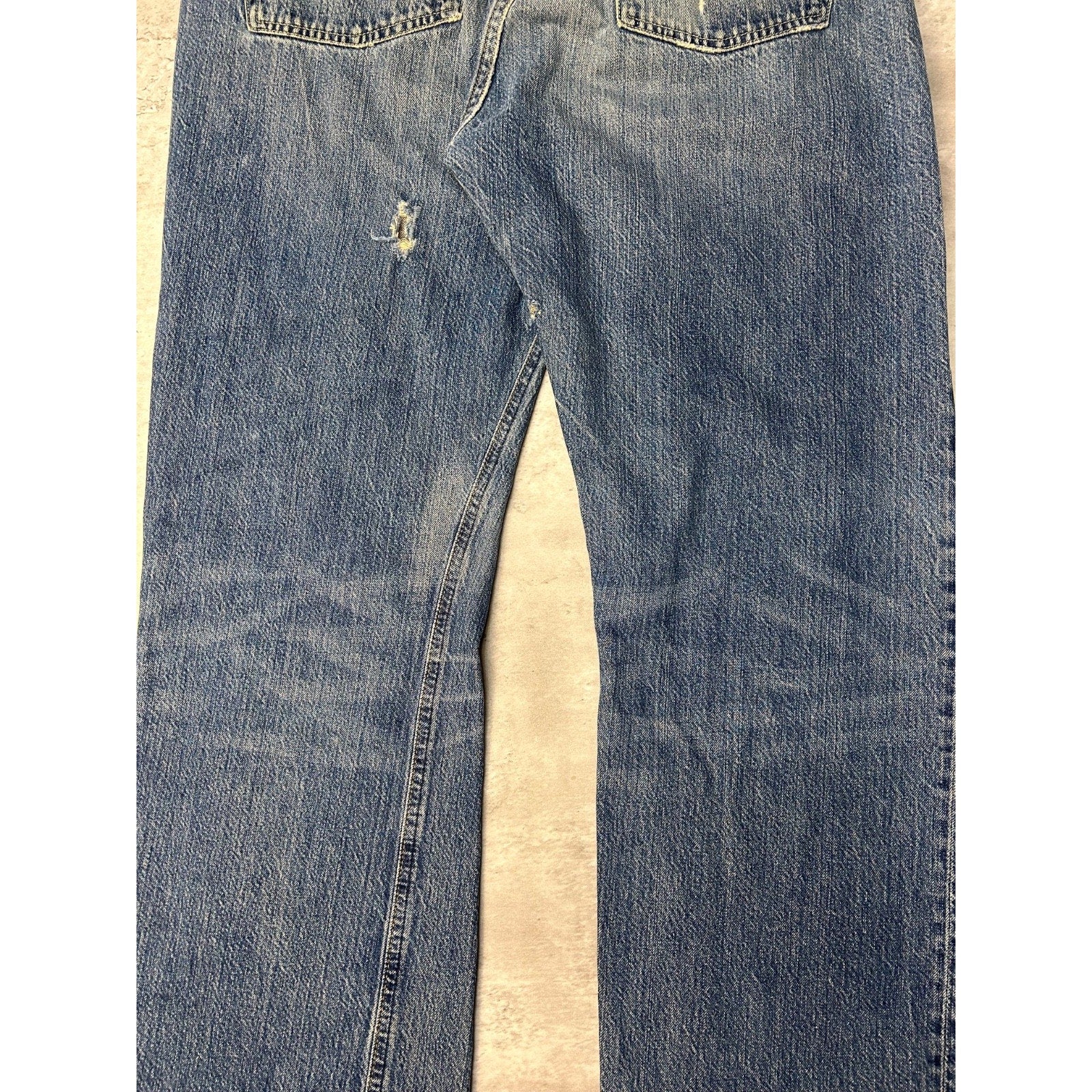 Vintage 2000s Polo Ralph Lauren Distressed Dark Wash Denim Pants Size 34