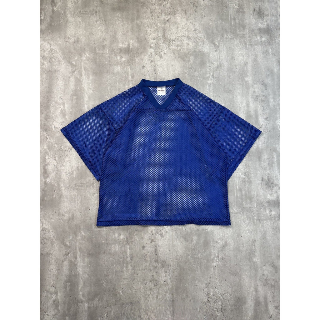 Vintage 90s Blank Loose Mesh Cropped Warm Up Football Jersey Size L/XL