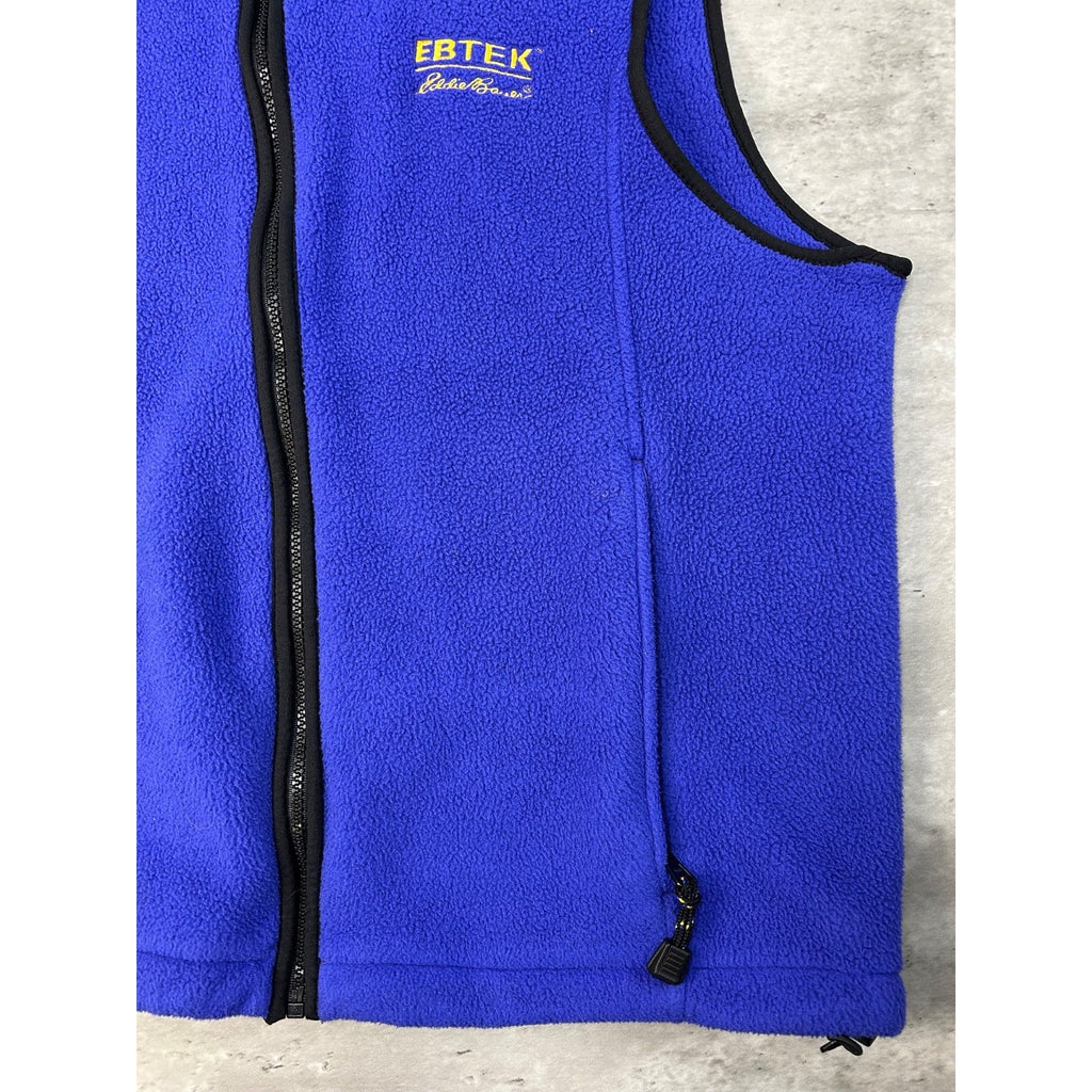 Vintage Eddie Bauer EBTEK Embroidered Spellout Fleece Vest Sweatshirt Size Small