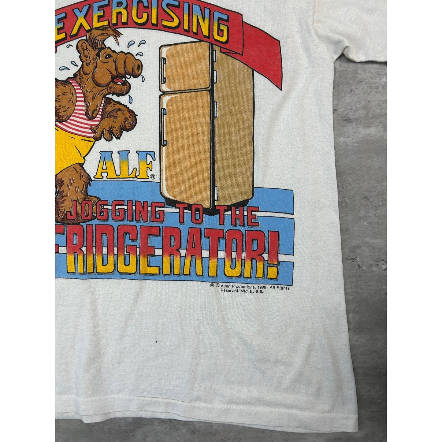 Vintage 1988 Alf My Idea Of Exercise Cartoon Character Graphic T-Shirt Sz Large