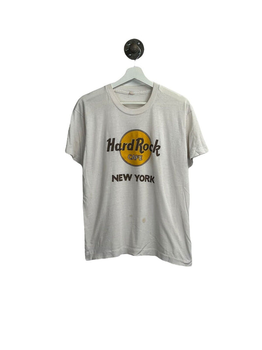 Vintage 90s Hard Rock Cafe New York Destination Graphic T-Shirt Size Large White