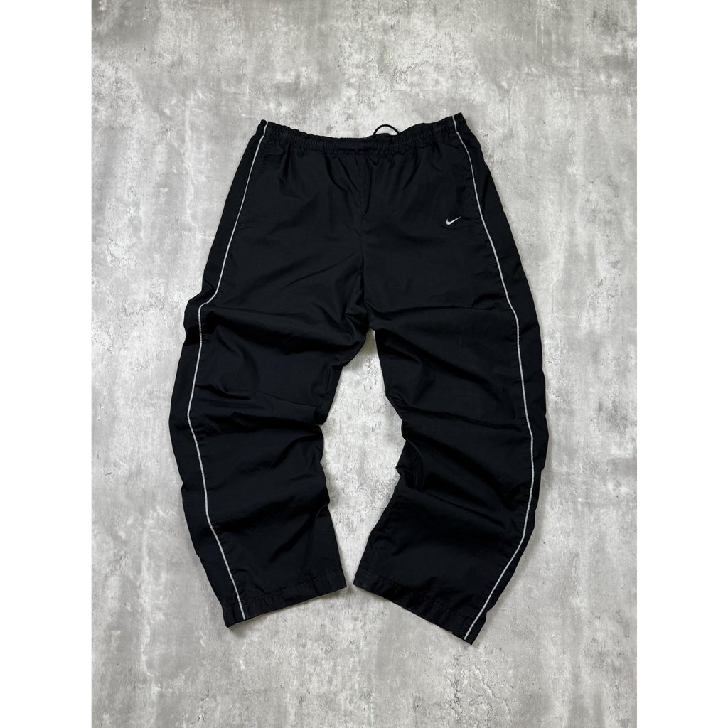 Vintage 2000s Nike Embroidered Swoosh Black Nylon Track Pants Size Large