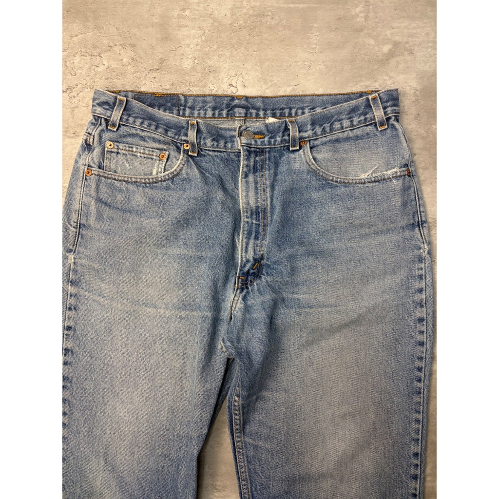 Vintage 90s Levis 517 Red Tab Medium Wash Boot Cut Denim Pants Size 36