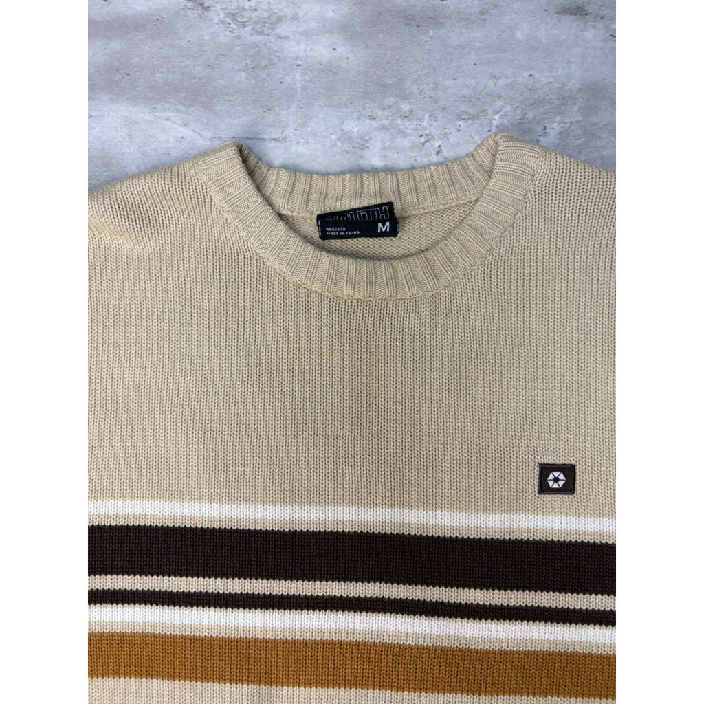Vintage Y2K South Pole Embroidered Logo Striped Knit Sweater Size Medium