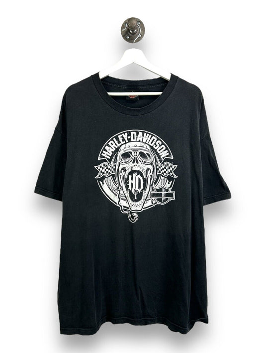 Harley Davidson Motorcycle Skull Graphic Arkport New York T-Shirt Sz 2XL Black