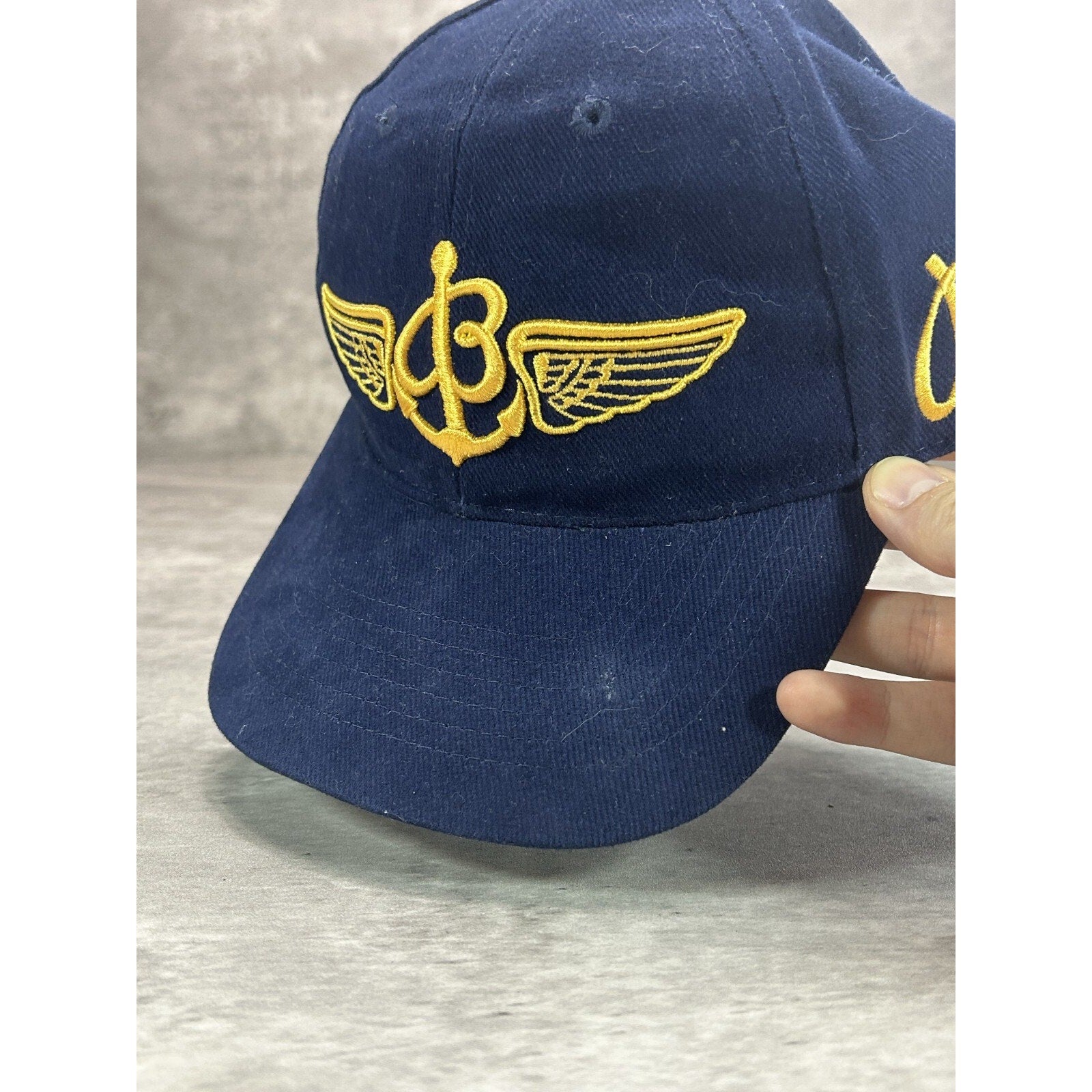 Vintage Breitling Watches Embroidered Logo Spellout Snapback Hat OSFA Blue