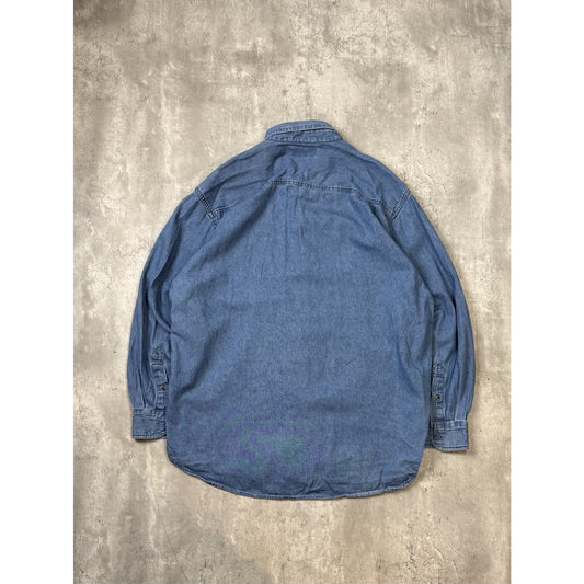 Vintage Budweiser Embroidered Clydesdale Denim Button Up Shirt Size Large