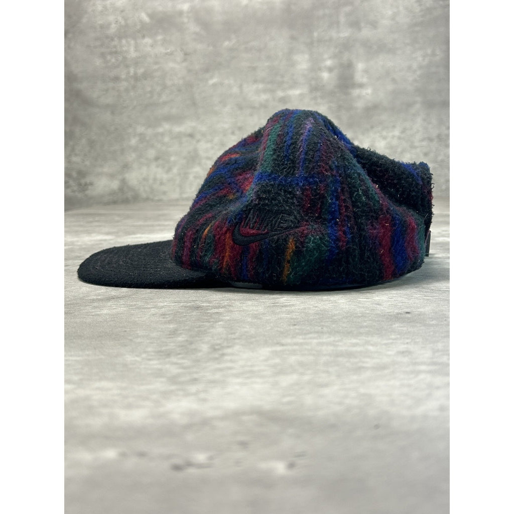 Vintage 90s Nike F.I.T Abstract Print Fleece Running Strapback Hat OSFA