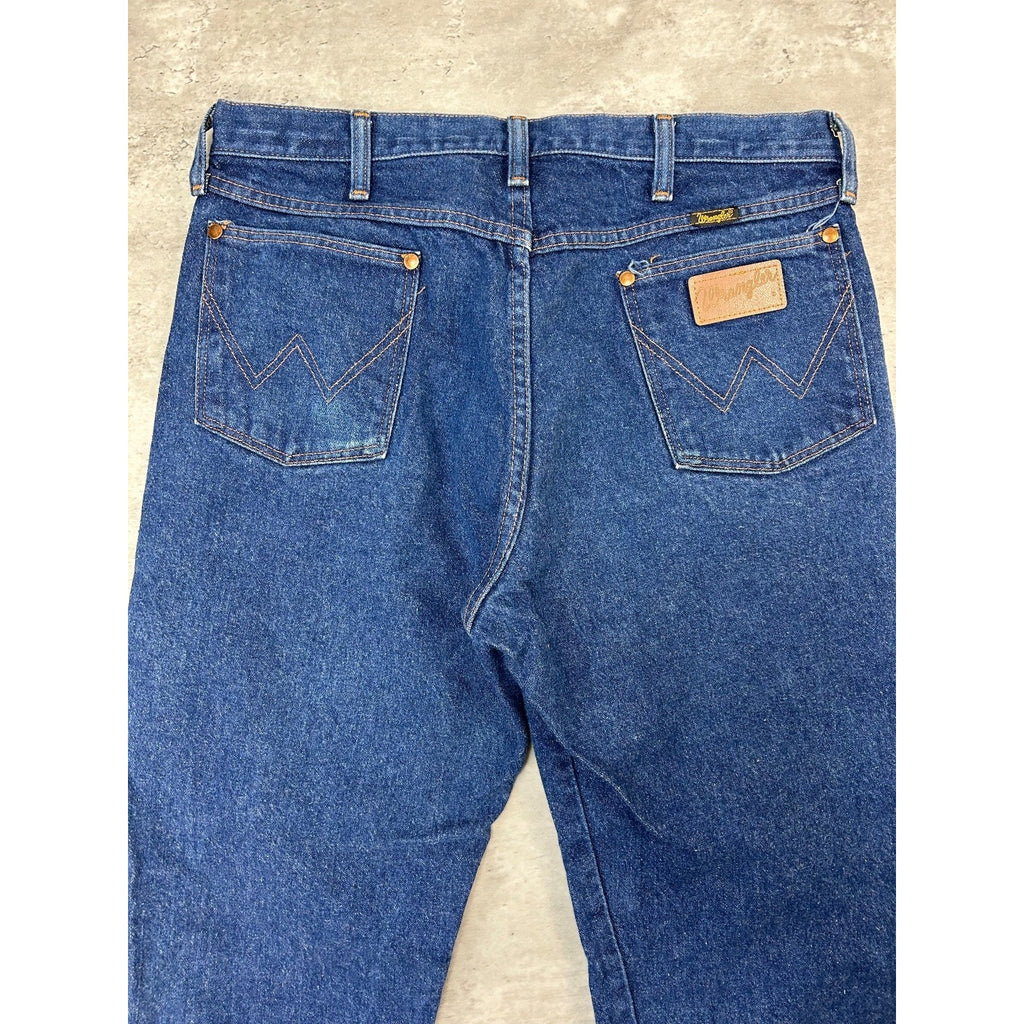 Vintage 80s Wrangler Dark Wash Western Style Denim Pants Size 33 Blue