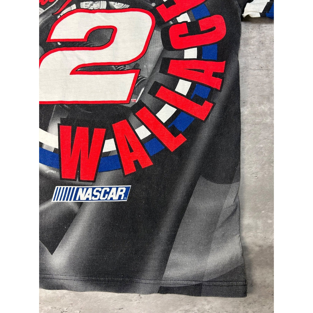 Vintage 90s Rusty Wallace #2 Miller Lite Nascar All Over Print T-Shirt Sz Large