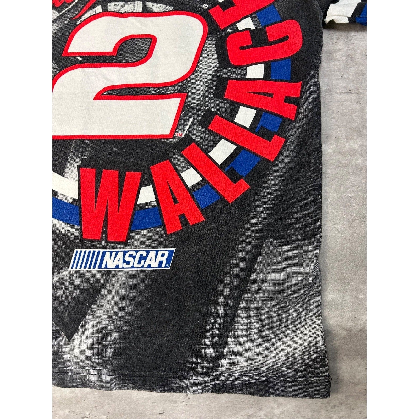Vintage 90s Rusty Wallace #2 Miller Lite Nascar All Over Print T-Shirt Sz Large