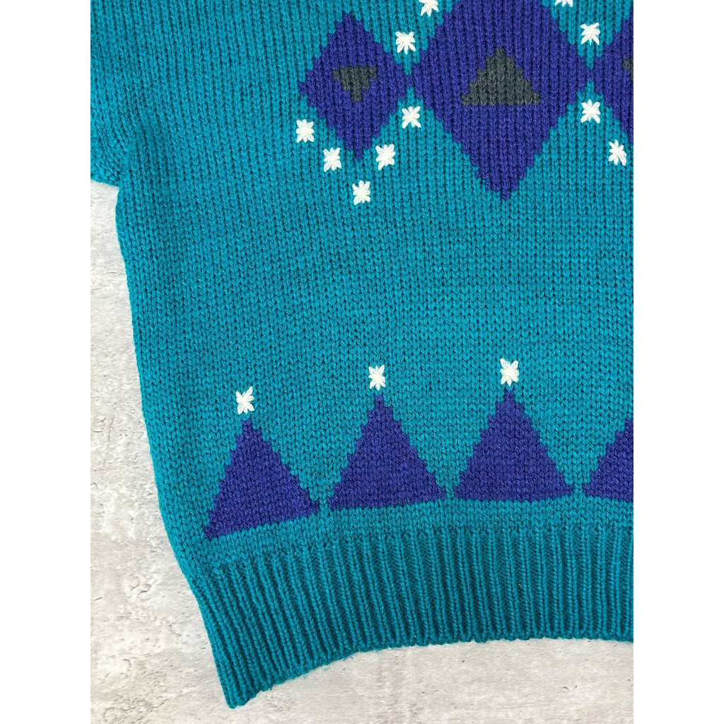 Vintage 80s/90s Sundays Geometric Print Pullover Knit Sweater Size Large