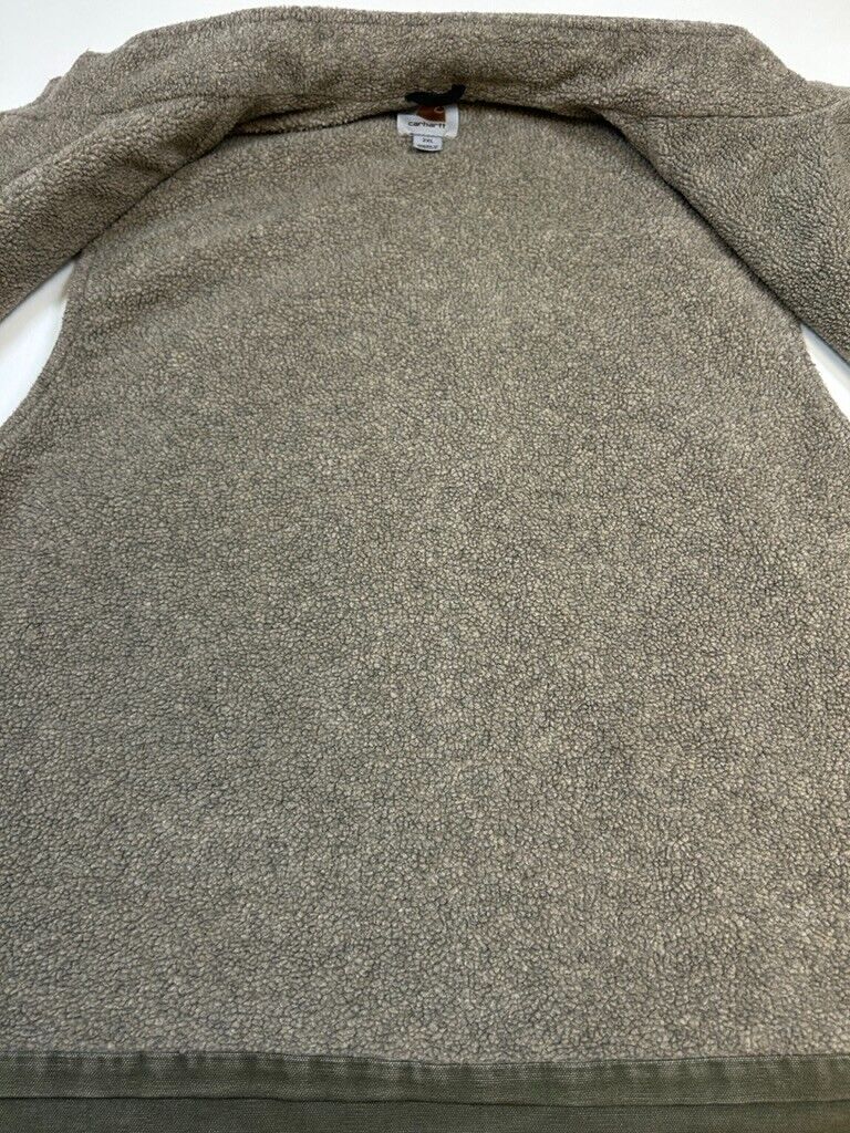 Carhartt Canvas Fleece Lined Work Wear Vest Jacket Size 2XL Green V33ARG