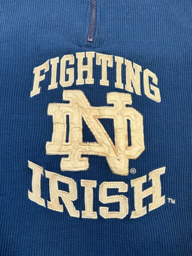 Vintage 90s Notre Dame Fighting Irish Starter 1/4 Zip Sweatshirt Size XL Blue