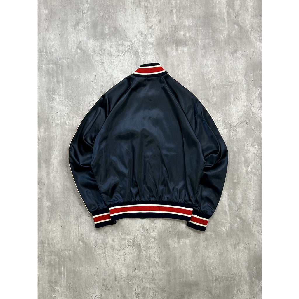 Vintage 80s Playboy Embroidered Logo Satin Bomber Jacket Size Small