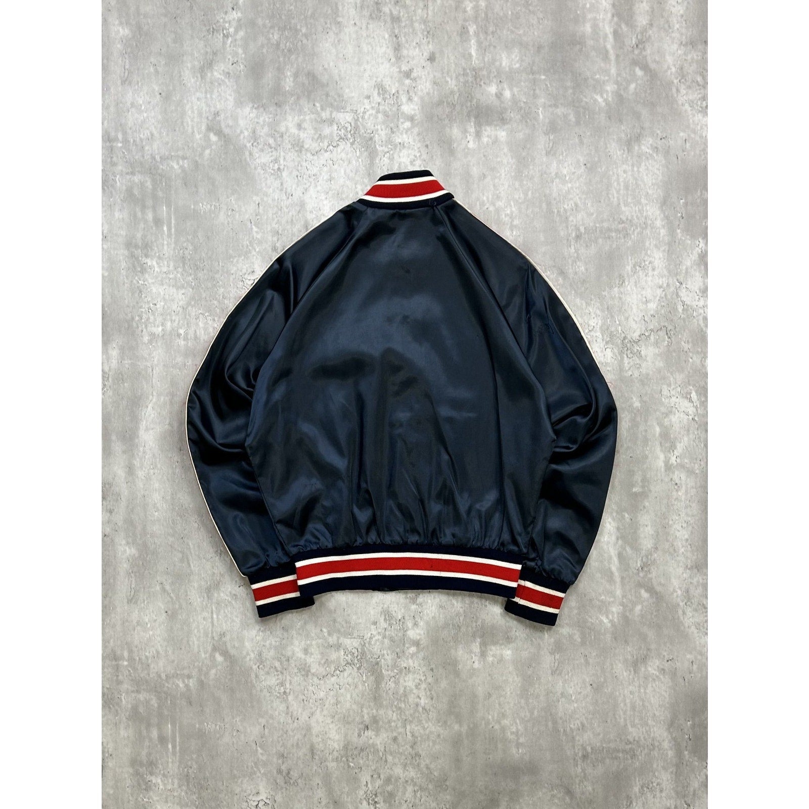 Vintage 80s Playboy Embroidered Logo Satin Bomber Jacket Size Small