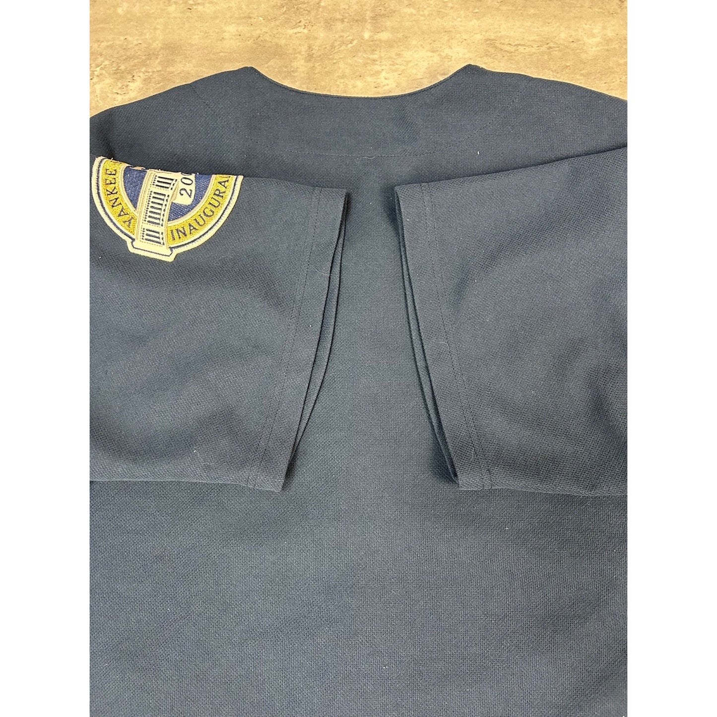 New York Yankees MLB Tailsweep Spellout Baseball Jersey Size XL Blue