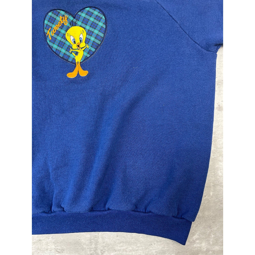 Vintage 1997 Looney Tunes Tweety Bird Embroidered Character Sweatshirt Size XL