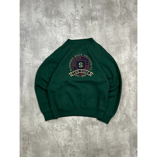 Vintage 90s Slippery Rock NCAA Embroidered Spellout Crewneck Sweatshirt Medium