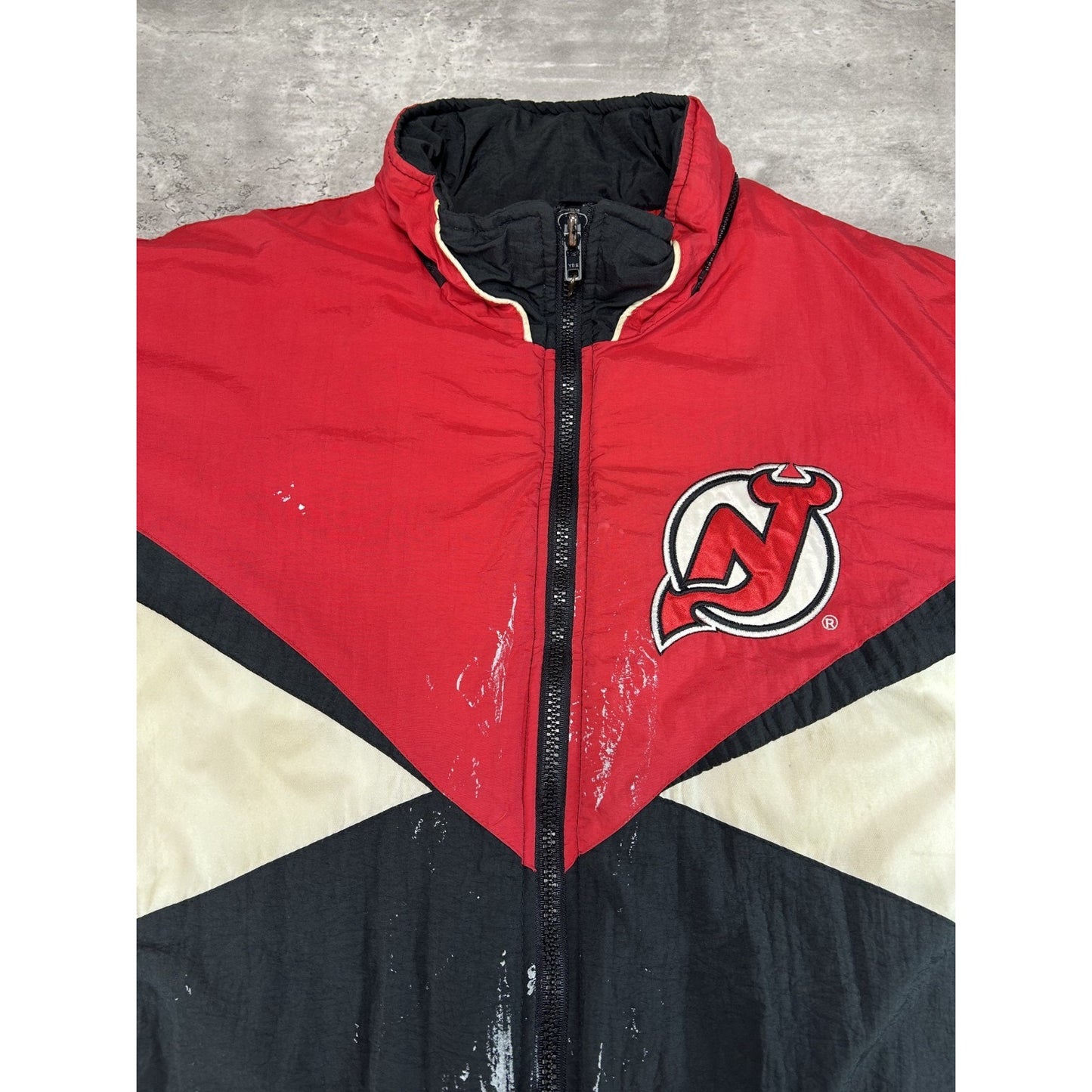 Vintage 90s New Jersey Devils NHL Embroidered Pro Player Insulated Jacket Sz XL