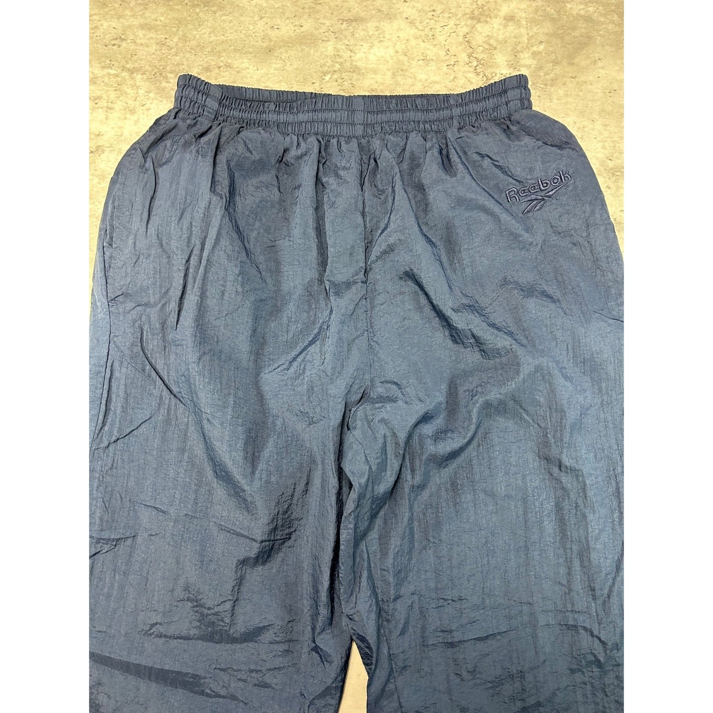 Vintage 90s Reebok Tonal Embroidered Logo Nylon Track Pants Size Medium