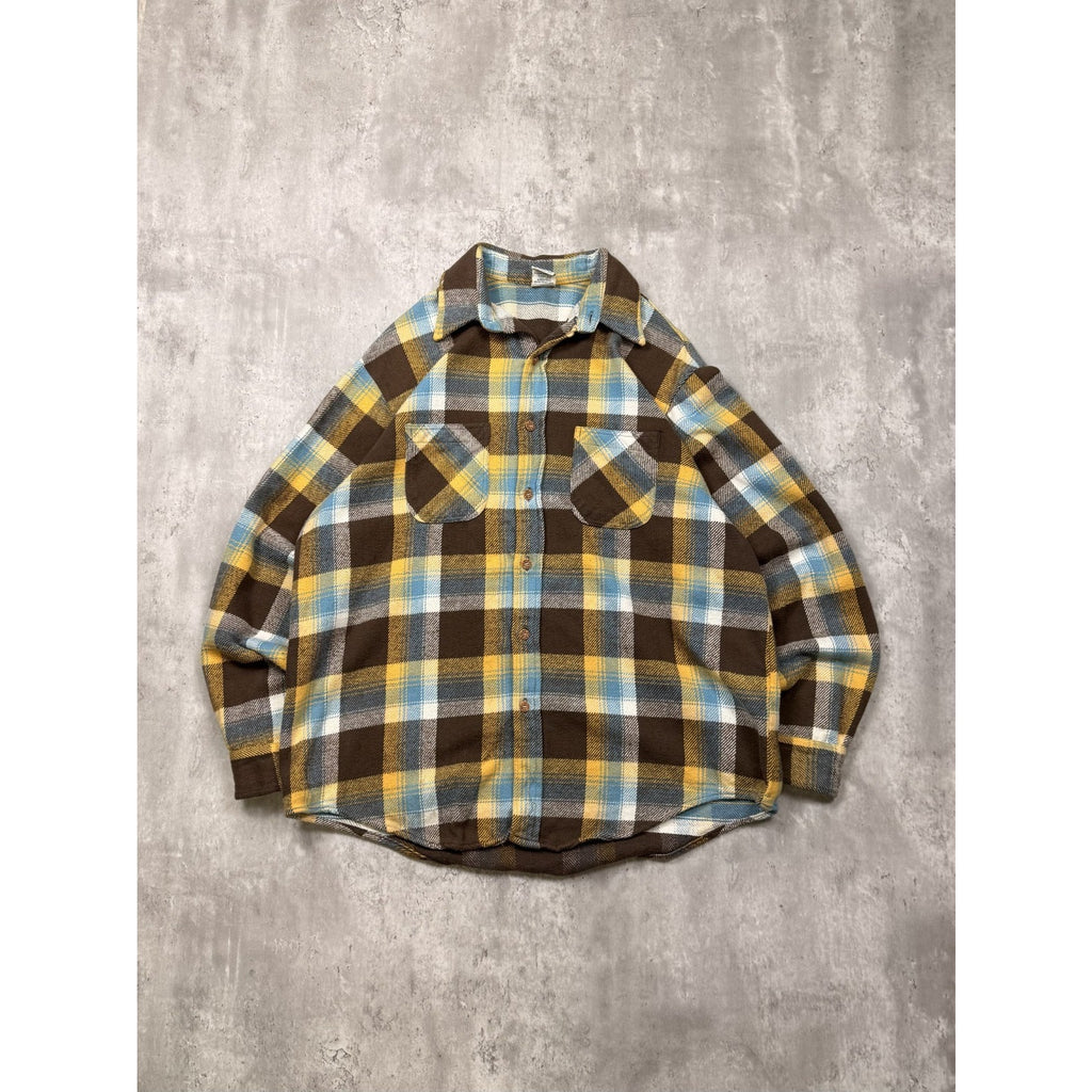 VTG 80s Big Mac Plaid Double Pocket Flannel Long Sleeve Button Up Shirt Size XLT