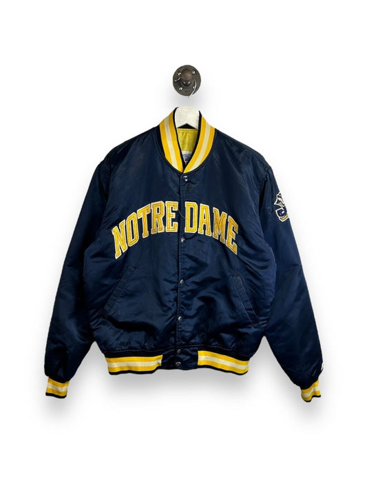 Vintage 80s Notre Dame Fighting Irish NCAA Starter Satin Bomber Jacket Sz Large