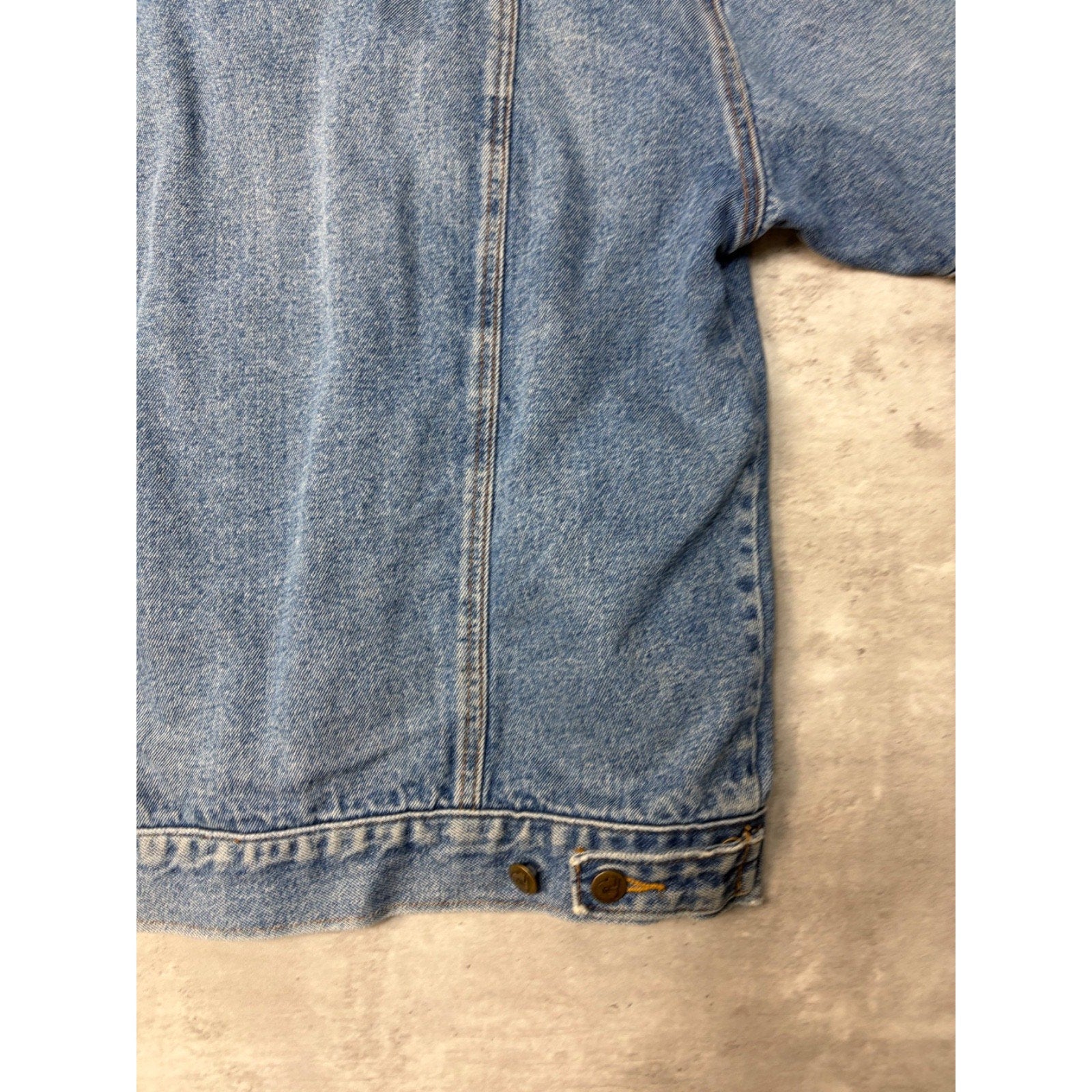 Vintage 90s Club P Plaid Lined Medium Wash Denim Trucker Jacket Size Medium