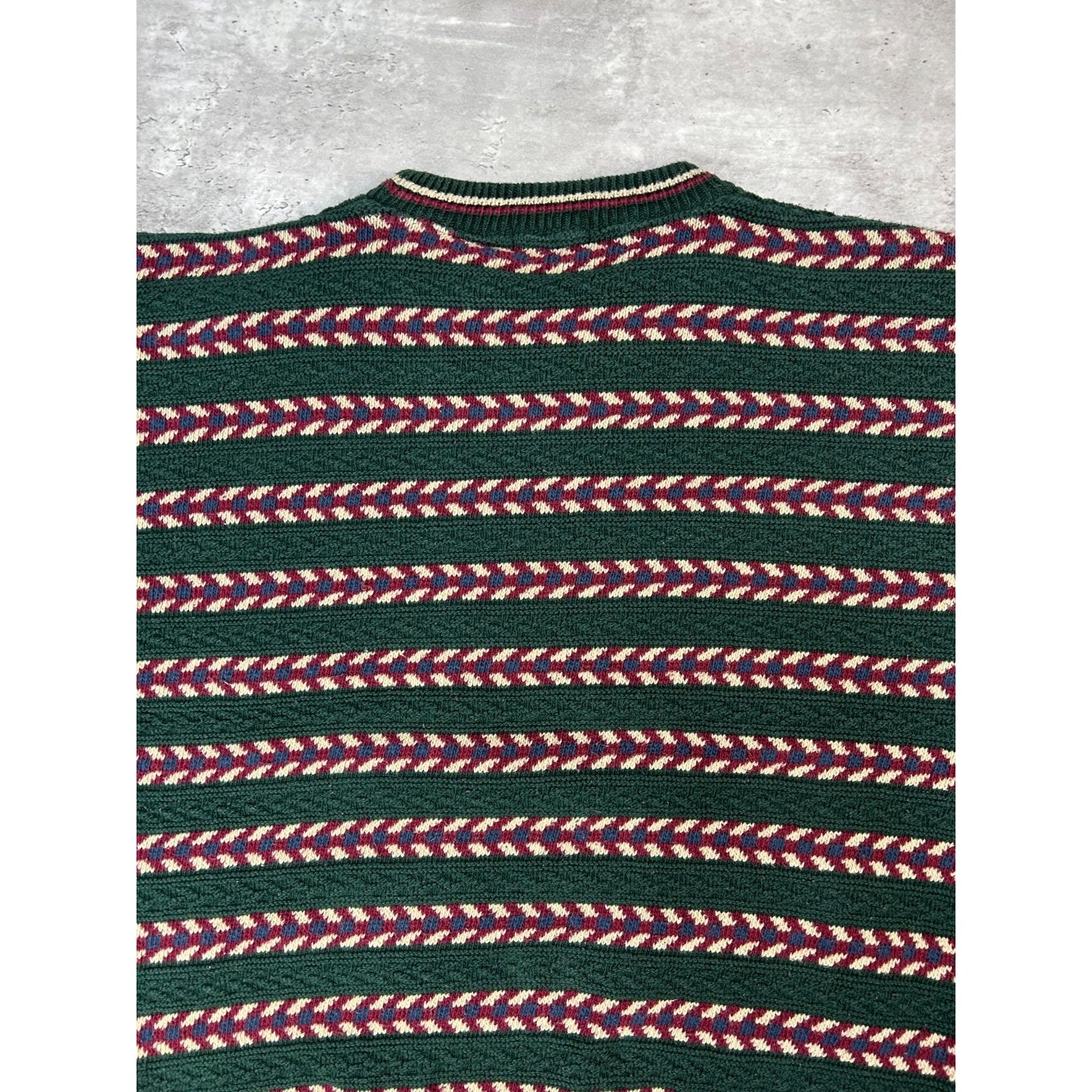 Vintage 90s Trader Bay Abstract Striped Pullover Knit Sweater Size Large