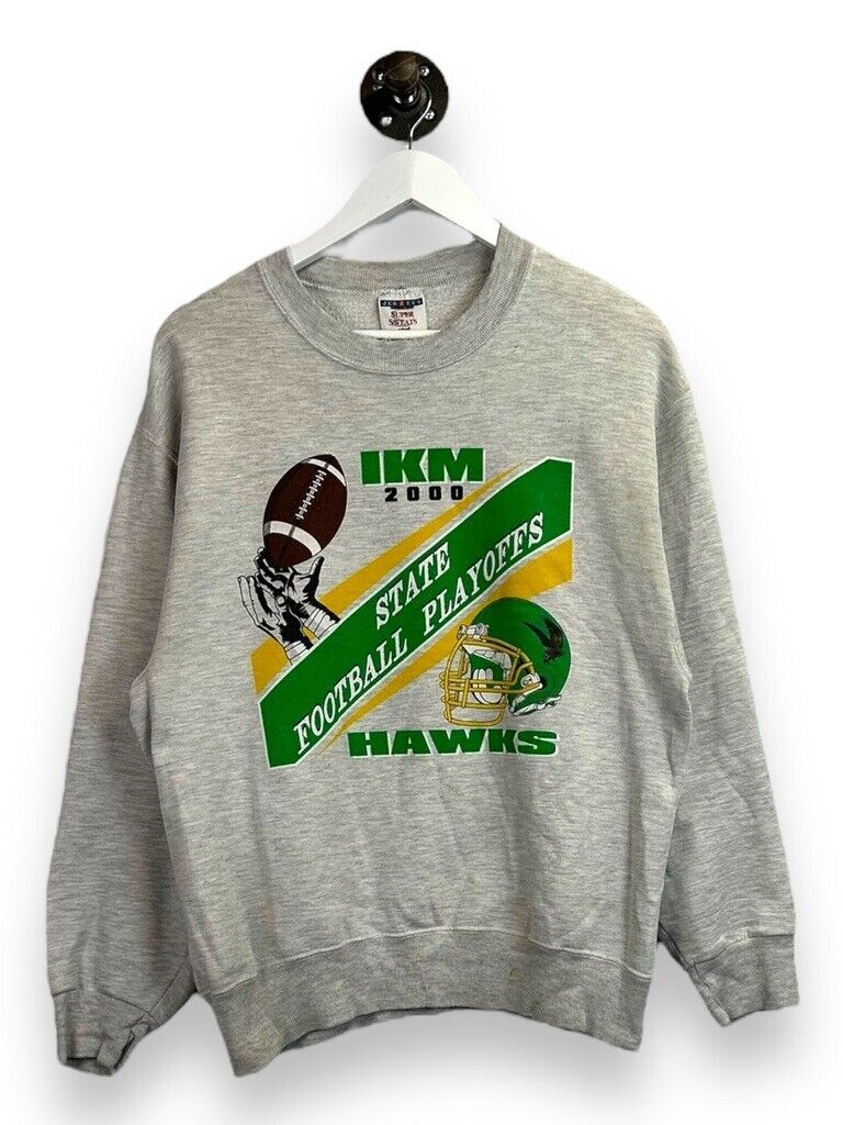 Vintage 2000 IKM Hawks Collegiate Graphic Spellout Sweatshirt Size Medium