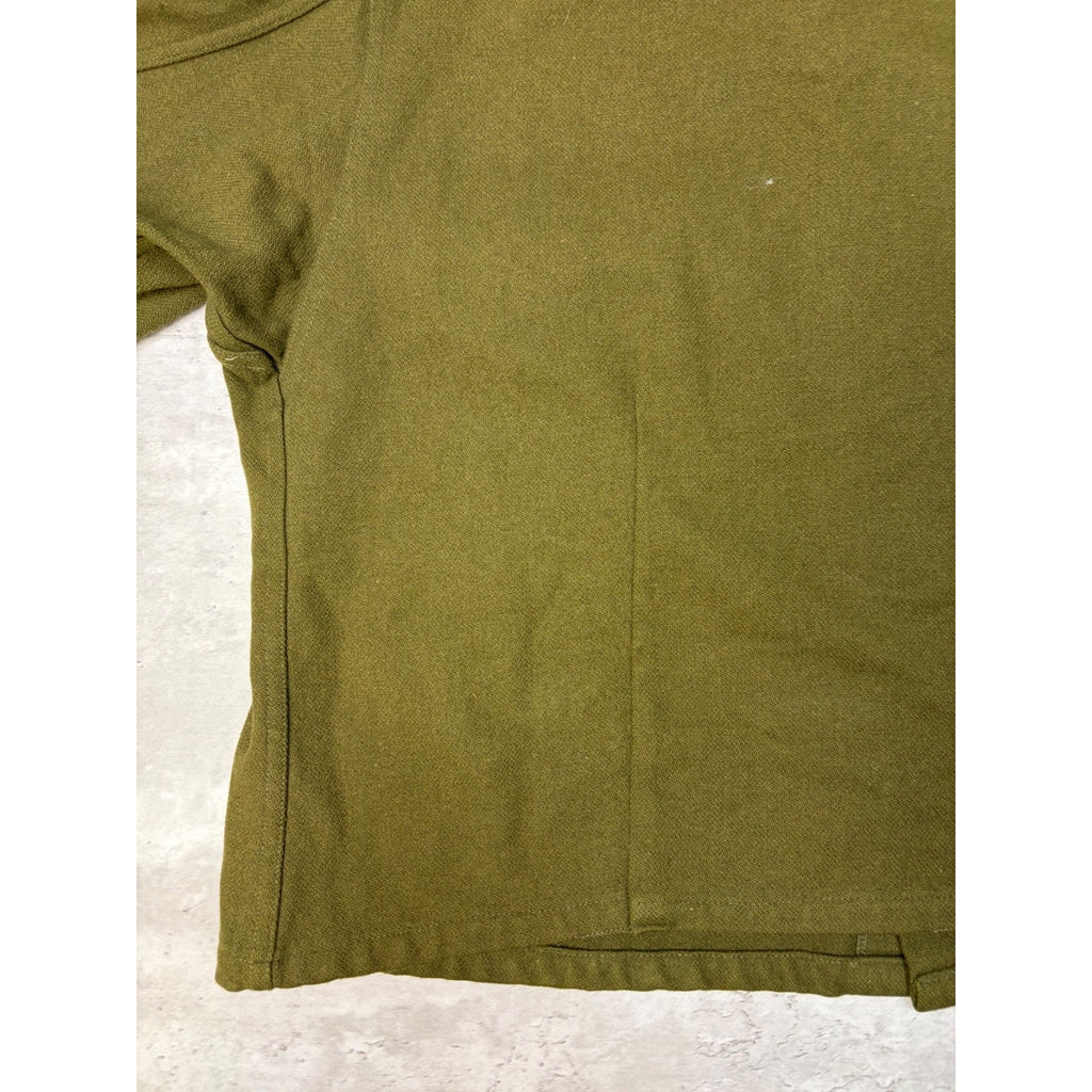 Vintage 1950s US Army OG 107 Patched Wool Field Button Up Shirt Size 2XL