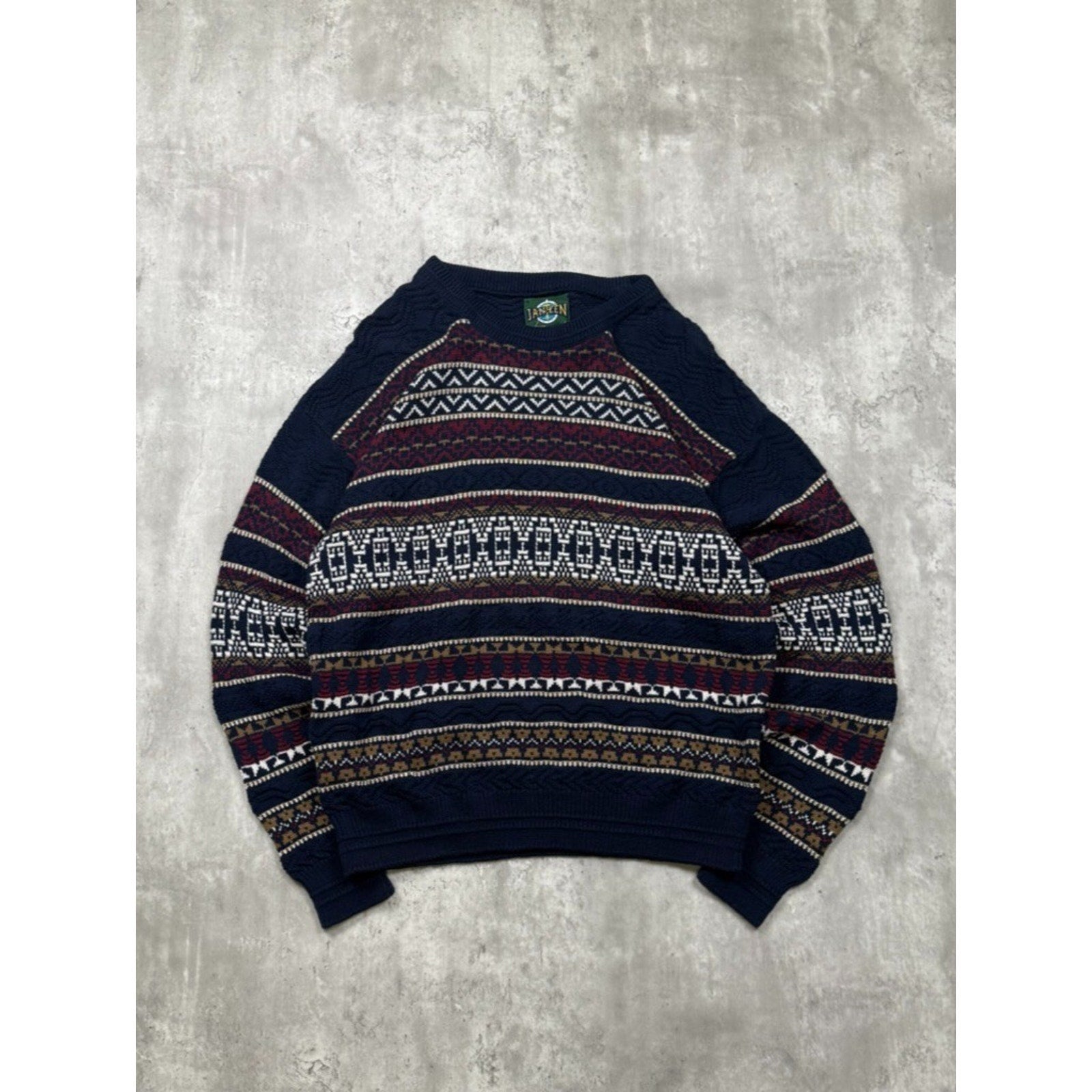 Vintage 90s Jantzen Abstract Pattern Textured Knit Sweater Size Large