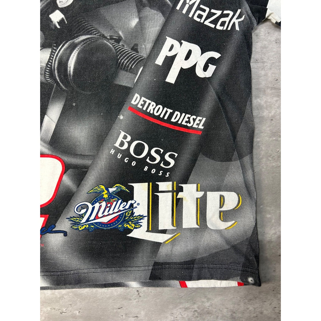 Vintage 90s Rusty Wallace #2 Miller Lite Nascar All Over Print T-Shirt Sz Large