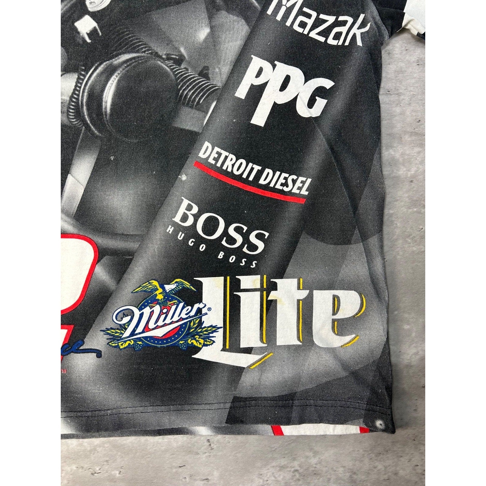 Vintage 90s Rusty Wallace #2 Miller Lite Nascar All Over Print T-Shirt Sz Large
