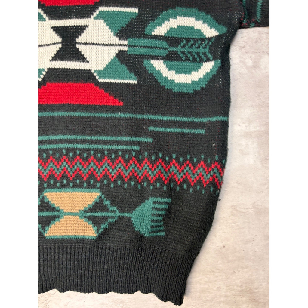 Vintage 80s/90s Weekender Aztec Pattern Print Pullover Knit Sweater Size Small